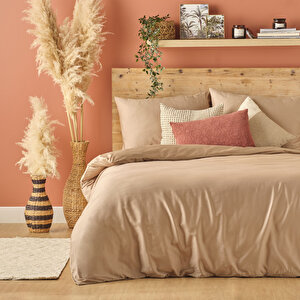 %100 Pamuk Saten Supreme Basic Tek Kişilik Nevresim Seti Vizon (160x220 Cm) Vizon