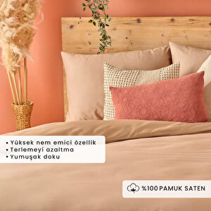 %100 Pamuk Saten Supreme Basic Tek Kişilik Nevresim Seti Vizon (160x220 Cm) Vizon