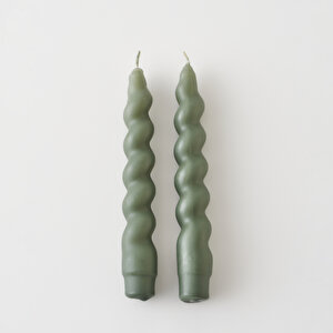 Hill Burgulu Şamdan Mum 2'li Yeşil (18x2 Cm) Yeşil