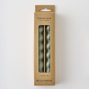 Hill Burgulu Şamdan Mum 2'li Yeşil (18x2 Cm) Yeşil