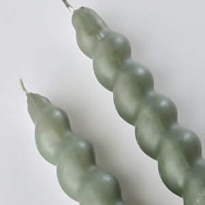 Hill Burgulu Şamdan Mum 2'li Yeşil (18x2 Cm) Yeşil