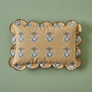 %100 Pamuk Indian Scallop Kırlent Kılıfı (35x50 Cm) Çok Renkli