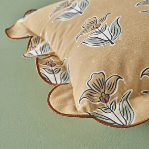 %100 Pamuk Indian Scallop Kırlent Kılıfı (35x50 Cm) Çok Renkli