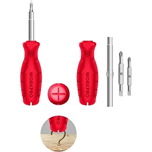 Workpro Wp221066 6-in-1 Çok Fonksiyonlu Değişken Uçlu Profesyonel Tornavida Seti