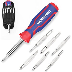 Workpro Wp221306 15-in-1 Çok Fonksiyonlu Değişken Uçlu Profesyonel Tornavida Seti + Bel Askı Kılıfı
