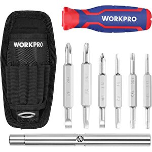 Workpro Wp221306 15-in-1 Çok Fonksiyonlu Değişken Uçlu Profesyonel Tornavida Seti + Bel Askı Kılıfı