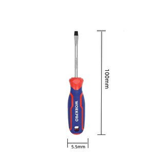 Workpro Wp221016 5.5x100mm Cr-v Manyetik Profesyonel Düz Tornavida