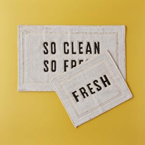 Clean Fresh Paspas Takımı Beyaz (60x100 - 50x60 Cm) Beyaz