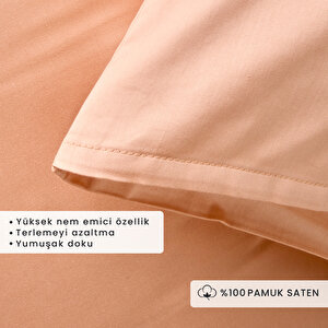 %100 Pamuk Saten 2'li Yastık Kılıfı Somon (50x70 Cm) Somon