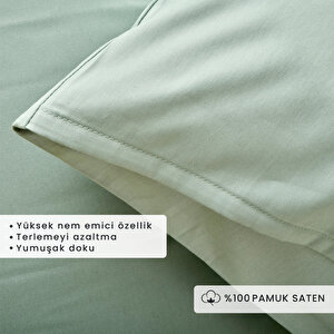 %100 Pamuk Saten Supreme 2'li Yastık Kılıfı Yeşil (50x70 Cm) Yeşil