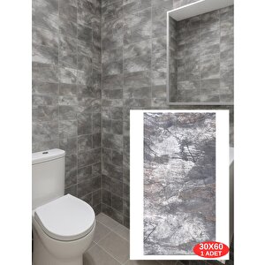 60x30cm Shiny Kaotik Mermer Desenli Yapışkanlı Mutfak Banyo Kaplama Duvar Paneli Kağıdı Tx-041
