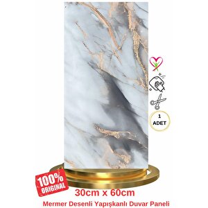 Shiny Mix Color Mermer Desenli 60x30cm Yapışkanlı Mutfak Banyo Kaplama Duvar Paneli Kağıdı Tx-092