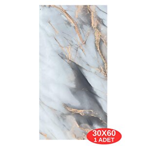 Shiny Mix Color Mermer Desenli 60x30cm Yapışkanlı Mutfak Banyo Kaplama Duvar Paneli Kağıdı Tx-092