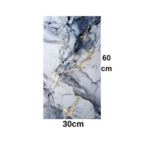 Shiny Blue Gold Mermer Desenli 60x30cm Yapışkanlı Mutfak Banyo Kaplama Duvar Paneli Kağıdı Tx-035