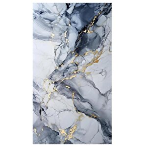 Shiny Blue Gold Mermer Desenli 60x30cm Yapışkanlı Mutfak Banyo Kaplama Duvar Paneli Kağıdı Tx-035