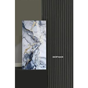 Shiny Blue Gold Mermer Desenli 60x30cm Yapışkanlı Mutfak Banyo Kaplama Duvar Paneli Kağıdı Tx-035