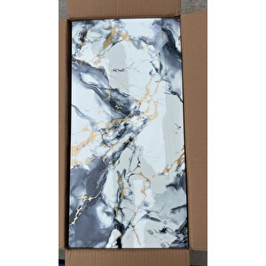 Shiny Blue Gold Mermer Desenli 60x30cm Yapışkanlı Mutfak Banyo Kaplama Duvar Paneli Kağıdı Tx-035