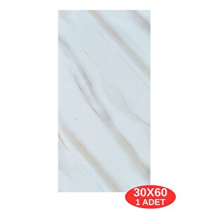 Shiny Beyaz-toprak Mermer Desenli 60x30cm Yapışkanlı Mutfak Banyo Kaplama Duvar Paneli Kağıdı Tx-106