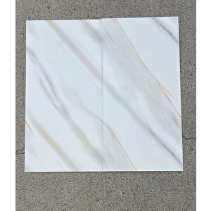 Shiny Beyaz-toprak Mermer Desenli 60x30cm Yapışkanlı Mutfak Banyo Kaplama Duvar Paneli Kağıdı Tx-106