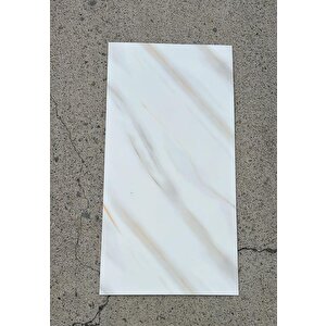 Shiny Beyaz-toprak Mermer Desenli 60x30cm Yapışkanlı Mutfak Banyo Kaplama Duvar Paneli Kağıdı Tx-106