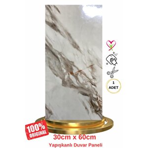 Shiny Royal Marble Mermer Desenli 60x30cm Yapışkanlı Mutfak Banyo Kaplama Duvar Paneli Kağıdı Cf-004