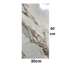 Shiny Royal Marble Mermer Desenli 60x30cm Yapışkanlı Mutfak Banyo Kaplama Duvar Paneli Kağıdı Cf-004