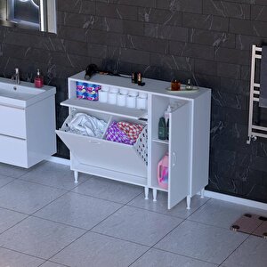 Yenice Banyo Dolabı 75 Cm’lik 2 Sepetli, Kapaklı Üst Göz Ve 35’lik Kapaklı 1 Raf (110 Cm Genişlik) 110 cm