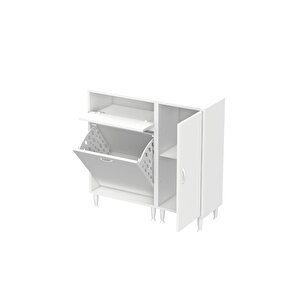 Yenice Banyo Dolabı 60 Cm’lik 1 Geniş Sepetli, Kapaklı Üst Göz Ve 45’lik Kapaklı 1 Raf (105 Cm Genişlik)