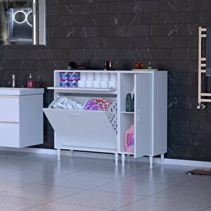 Yenice Banyo Dolabı 80 Cm’lik 2 Sepetli, Kapaklı Üst Göz Ve 35’lik Kapaklı 1 Raf (115 Cm Genişlik) 115 cm