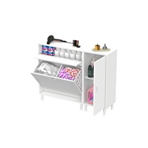 Yenice Banyo Dolabı 80 Cm’lik 2 Sepetli, Kapaklı Üst Göz Ve 35’lik Kapaklı 1 Raf (115 Cm Genişlik)