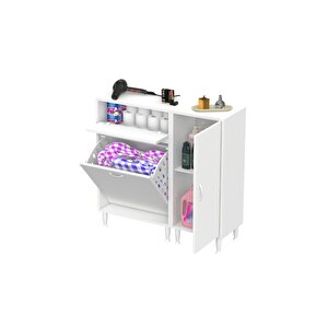 Yenice Banyo Dolabı 60 Cm’lik 1 Geniş Sepetli, Kapaklı Üst Göz Ve 40’lık Kapaklı 1 Raf (100 Cm Genişlik)