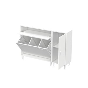 Yenice Banyo Dolabı 90 Cm’lik 3 Sepetli, Kapaklı Üst Göz Ve 50’lik Kapaklı 1 Raf (140 Cm Genişlik)