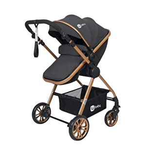 Esse Model Gold Travel Bebek Arabası Puset Antrasit Çantalı