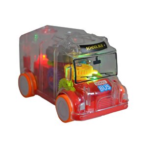 Işıklı Sesli Şeffaf Minibüs Kırmızı