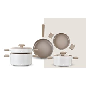 Pro Chef Kristal Kaplama 8 Parça Tencere Seti Bej
