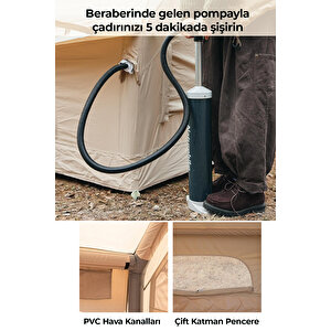 Robo 12 Kişilik 4 Mevsim Şişme Kamp Çadırı (oxford 210t Upf>40 Kumaş, -40 °c'ye Kadar Kullanım)