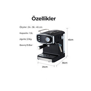 Robo Süt Köpürtücülü Espresso Latte Cappuccino Americano Kahve Makinesi 1.5 Litre