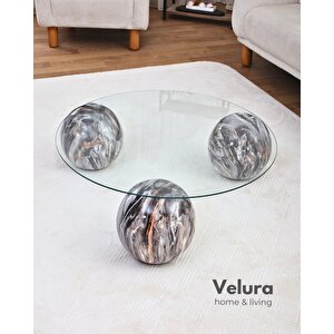 Modern Orta Sehpa & Küre Sehpa & Top Sehpa & Şeffaf Yuvarlak Cam & Dune