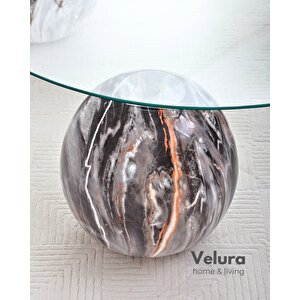 Modern Orta Sehpa & Küre Sehpa & Top Sehpa & Şeffaf Yuvarlak Cam & Dune