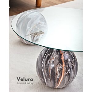 Modern Orta Sehpa & Küre Sehpa & Top Sehpa & Şeffaf Yuvarlak Cam & Dune