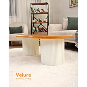 Doğal Meşe Tabla & Bohem Beyaz Ayak - Zag Orta Sehpa