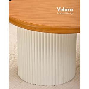 Doğal Meşe Tabla & Bohem Beyaz Ayak - Zag Orta Sehpa