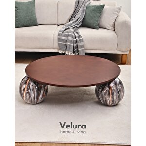 Modern Orta Sehpa & Küre Sehpa & Top Sehpa & Yuvarlak Ceviz Mdf & Dune