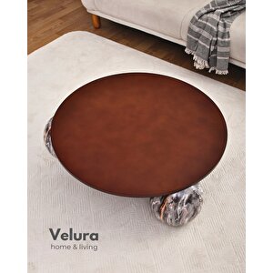 Modern Orta Sehpa & Küre Sehpa & Top Sehpa & Yuvarlak Ceviz Mdf & Dune