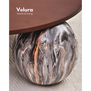 Modern Orta Sehpa & Küre Sehpa & Top Sehpa & Yuvarlak Ceviz Mdf & Dune