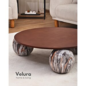 Modern Orta Sehpa & Küre Sehpa & Top Sehpa & Yuvarlak Ceviz Mdf & Dune