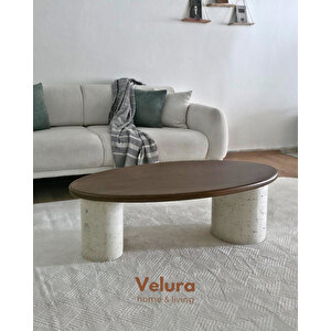 Zag Orta Sehpa - Ceviz Tabla & Taş Desen Ayak