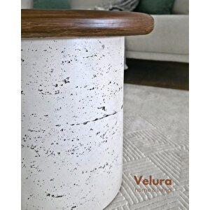 Zag Orta Sehpa - Ceviz Tabla & Taş Desen Ayak