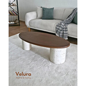 Zag Orta Sehpa - Ceviz Tabla & Taş Desen Ayak