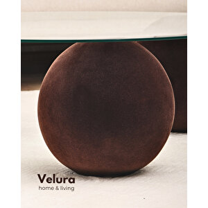 Modern Orta Sehpa & Küre Sehpa & Top Sehpa & Şeffaf Yuvarlak Cam & Flok (kadifemsi Top Sehpa)